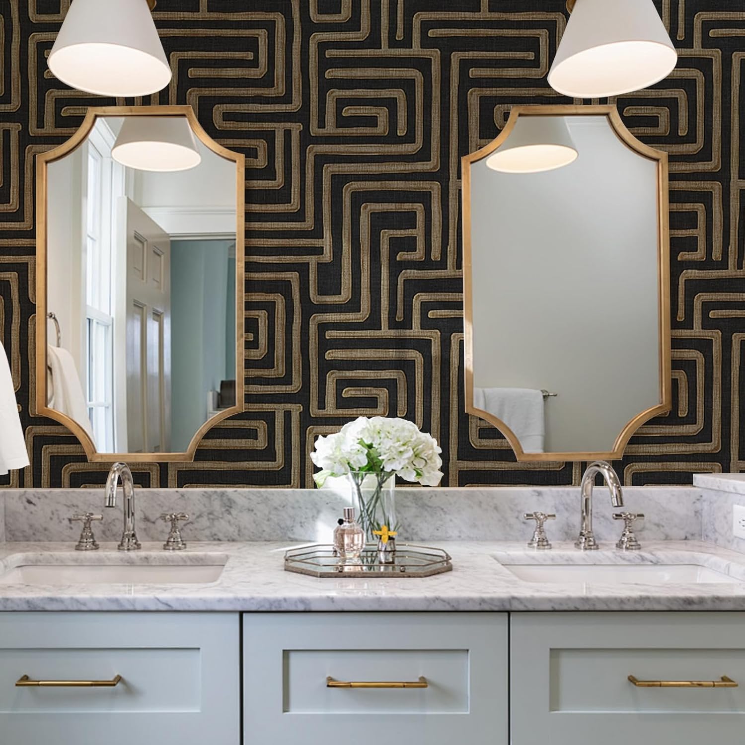 Modern Maze Peel and Stick Matte Textured Bedroom Easy Peel Off Stick on Contact Paper for Living Room Bedroom Cabinets 17.71"X236.2"