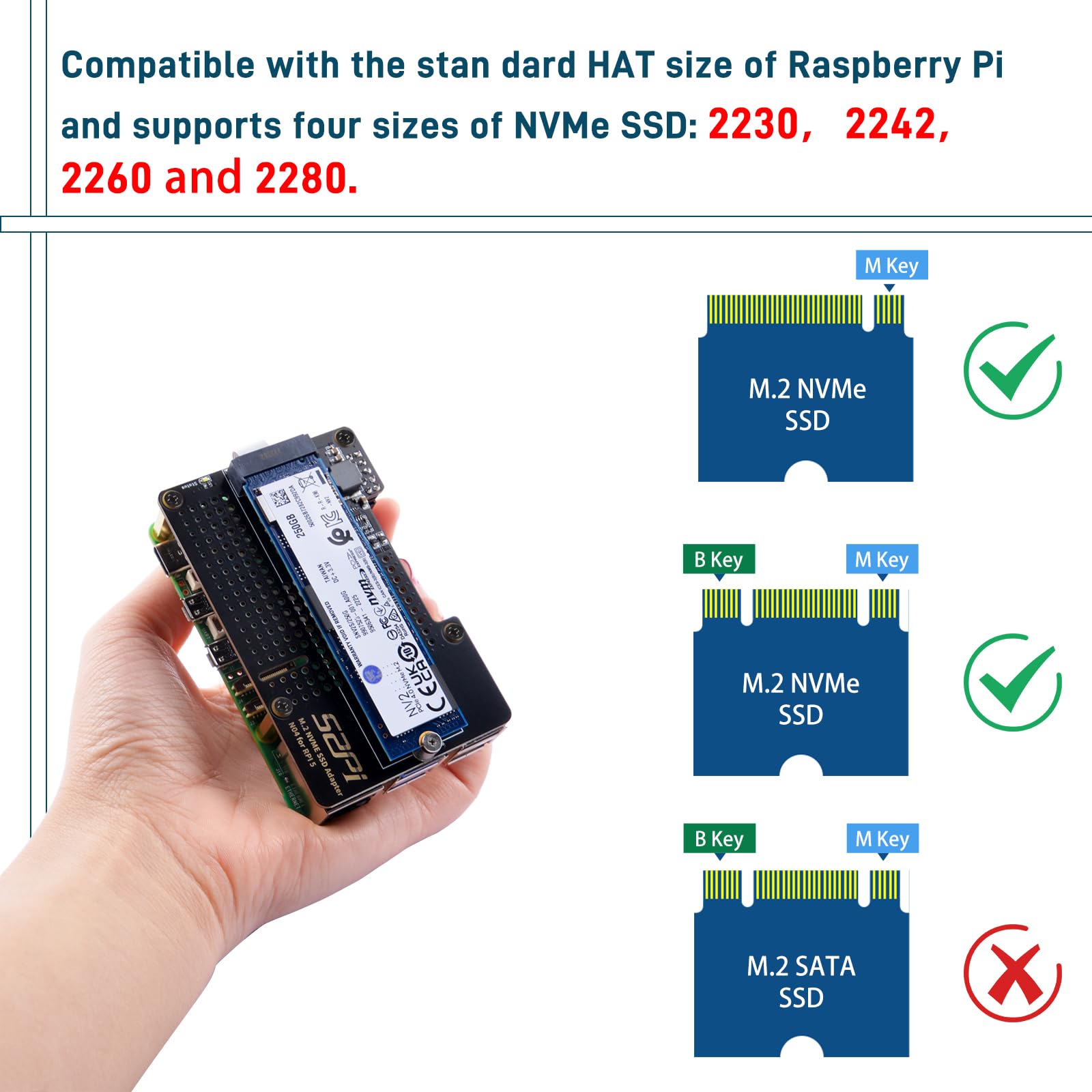 Raspberry Pi 5 8GB とM.2 SSDケースセット Raspberry Pi M.2 HAT+ SSD Kit for Raspberry Pi 5 512GB - SC1676