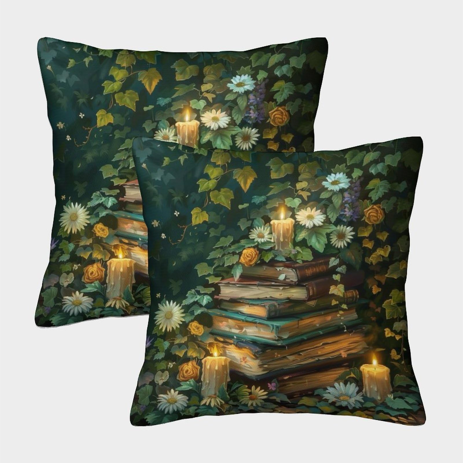 Phqazwsxe Style Books Pillow Cases Set Of 2 Cozy Pillowcases Art Cushion Cover With Invisible Zipper Decorative For Sofa Living Room Bed Home 45X45cm