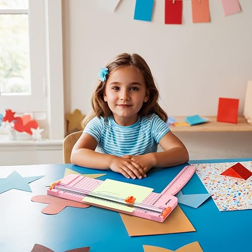 Miniatura 7 de WORKLION Cortador de papel recto para manualidades recortadora de papel rosa de 12 pulgadas con protección de seguridad y regla lateral, perfecto
