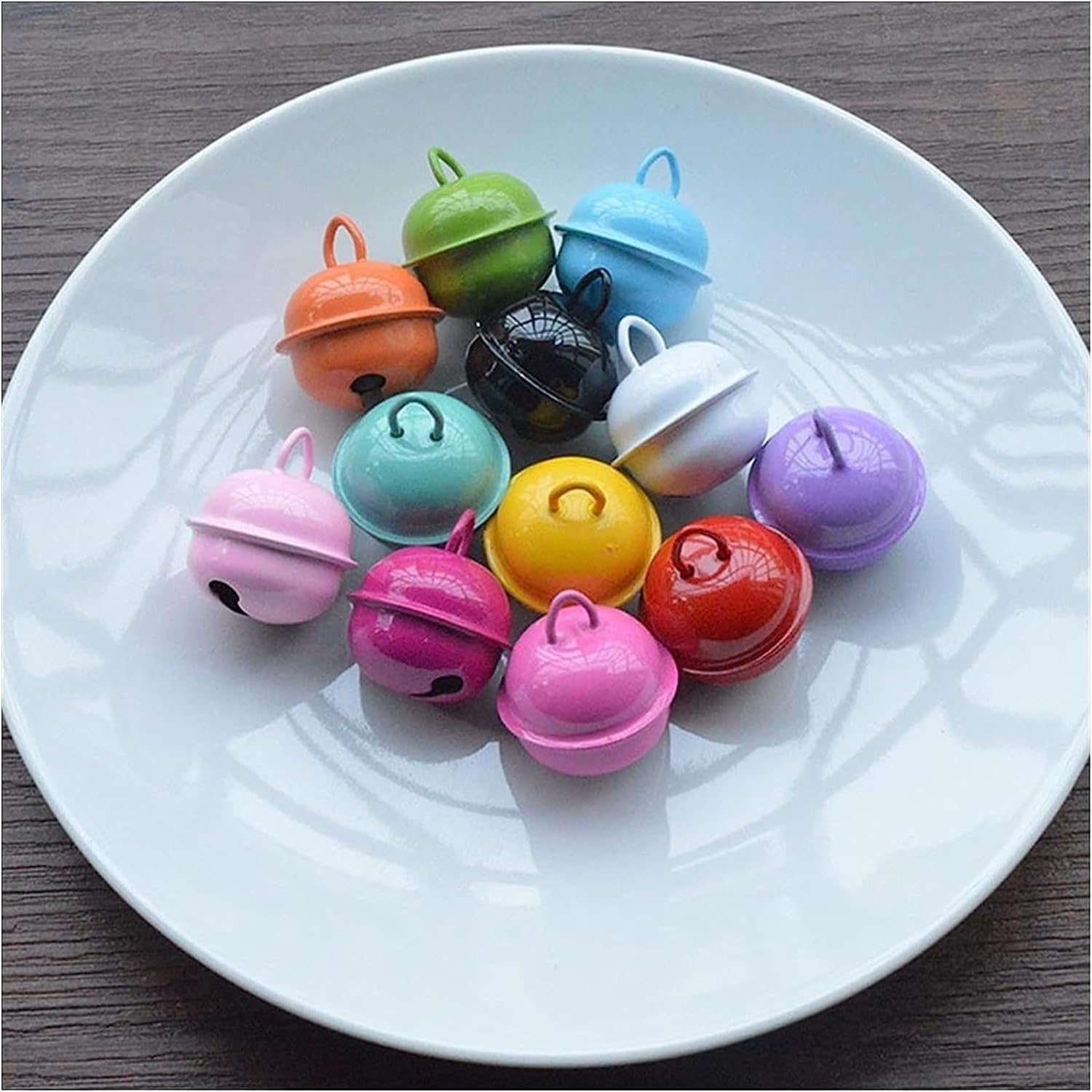 Jingle Bells,Christmas Decorations,20pcs Colorful Iron Metal Jingle Bell Christmas Decoration Pet Pendants Key DIY Crafts Handmade Accessories 22mm (Color : Rood, Size : 22mm) (Color : C, Size : 22m