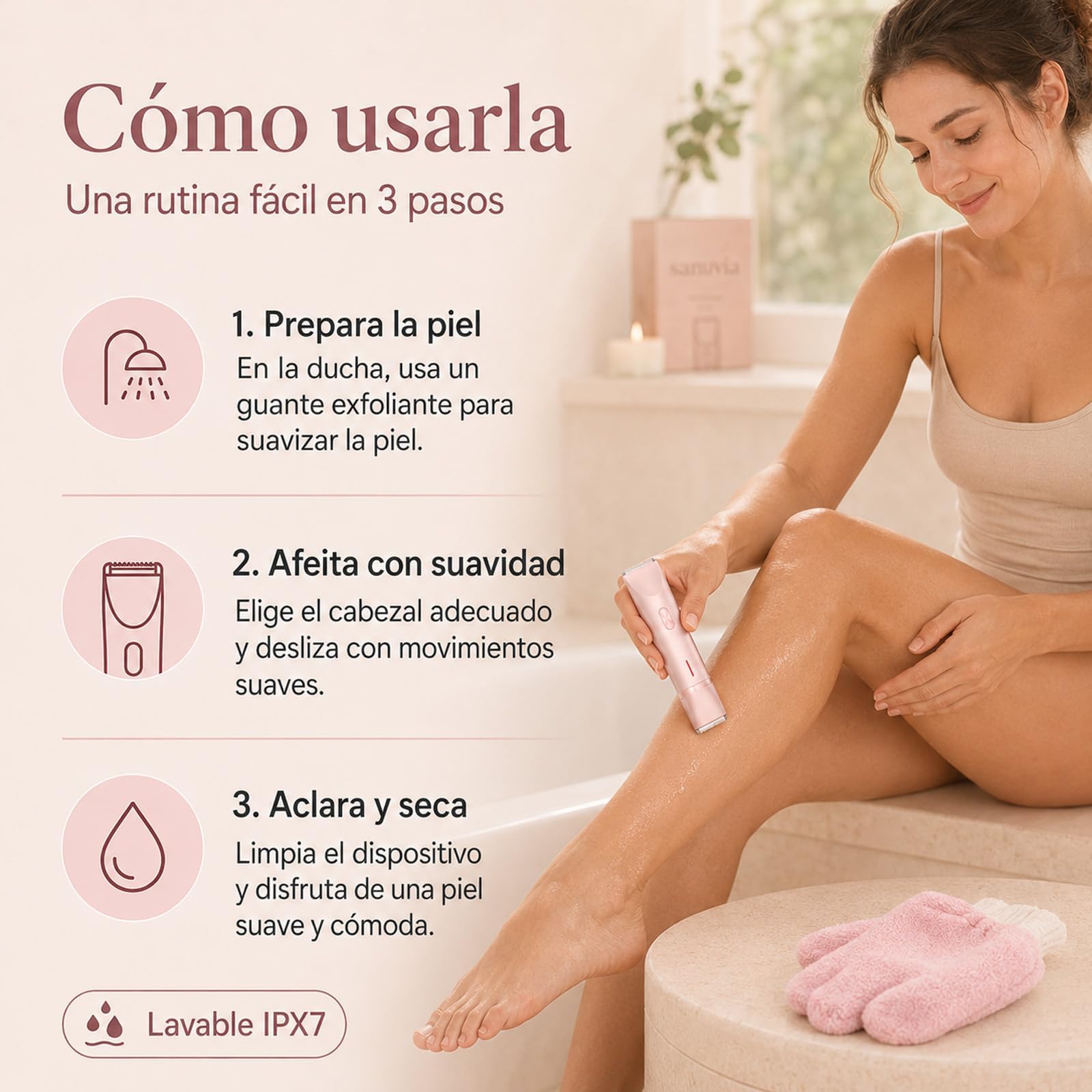 Sanuvia Depiladora Íntima,Afeitadora Eléctrica Para Mujer,Herramienta de Cuidado para Zonas Sensibles, Depilación Suave sin Irritaciones, Diseño Impermeable (Blanco)