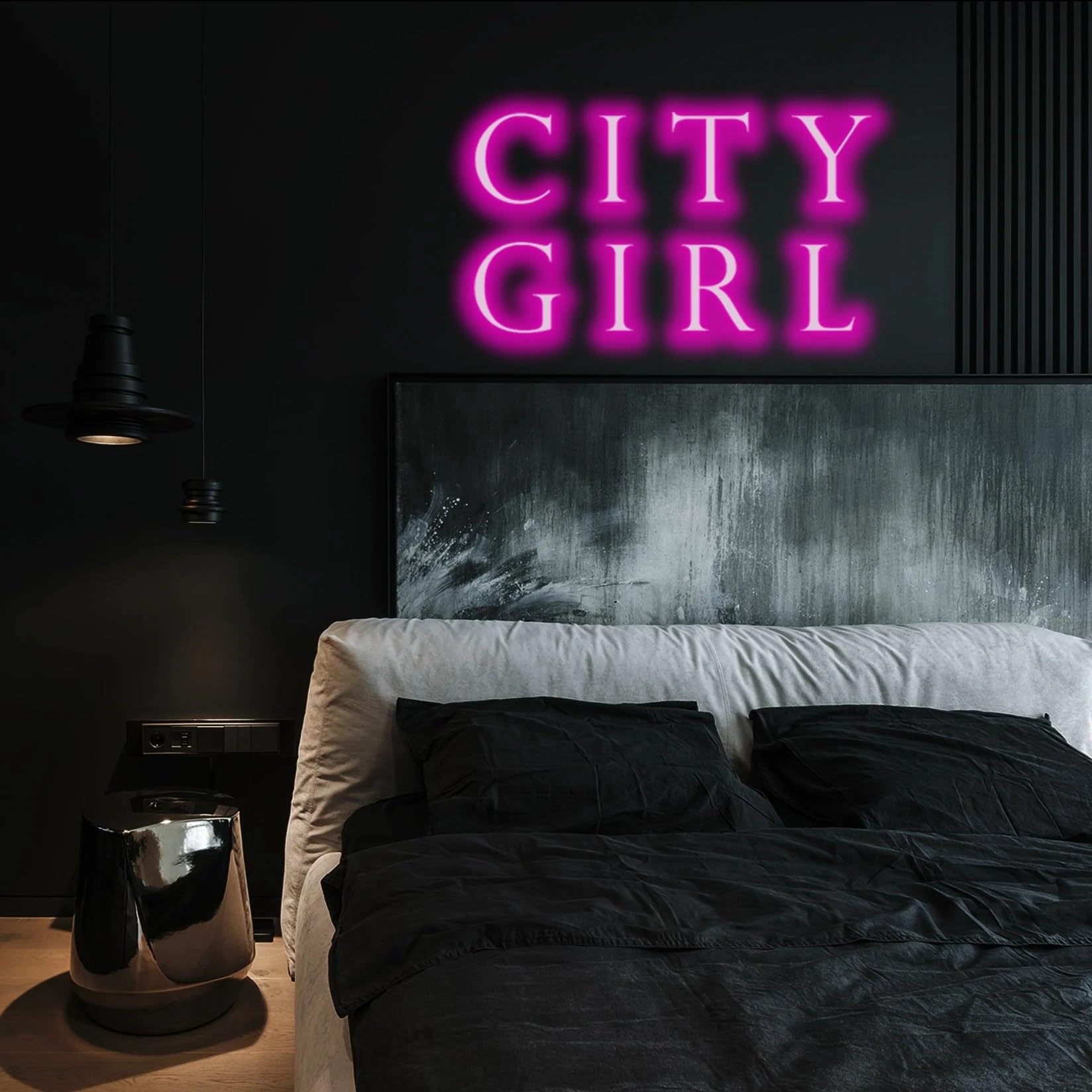 BPA City Girl Neon Light, Girls Room, Pink, LED, 70x60 cm