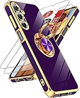 Vista 126 de LeYi para Funda de Teléfono Samsung Galaxy A13-5G: Protector de Pantalla de Vidrio Templado, Soporte Magnético Giratório de Anillo 360°, Borde Negro