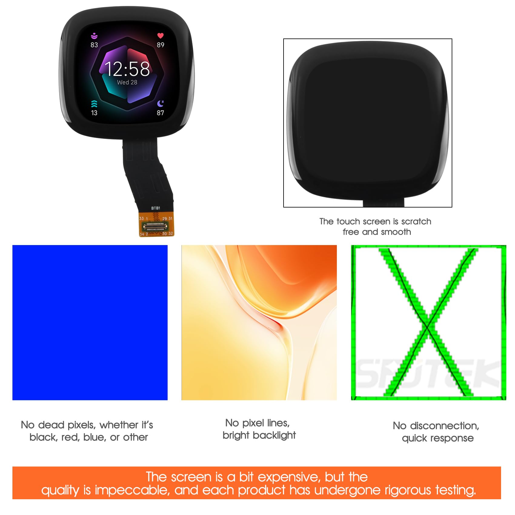 Schermo di ricambio per smartwatch Fitbit Sense 2 per schermo LCD Sense 2 Touch Display Digitizer Assemblea parti di riparazione (nero)…