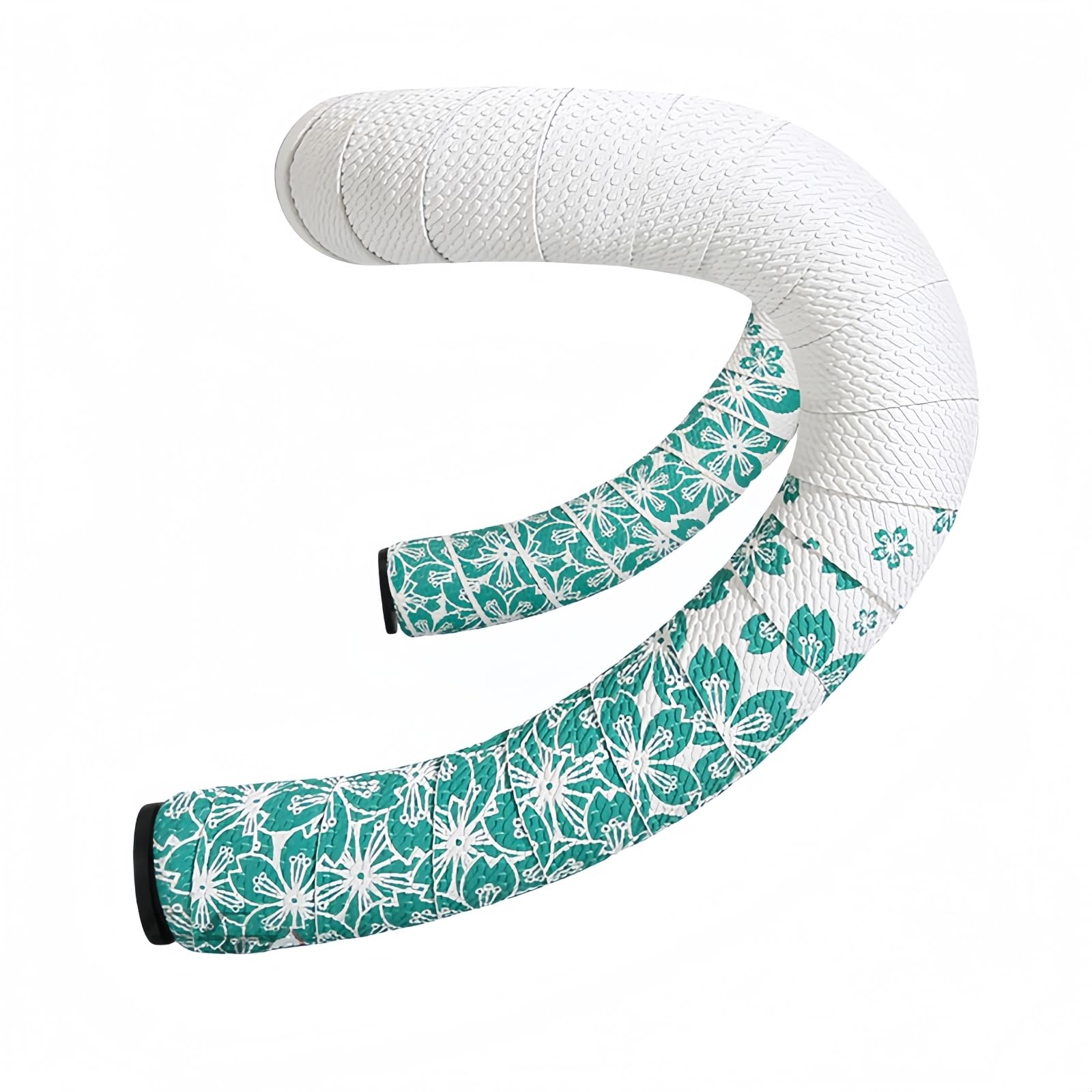 YYunying Cherry Blossom Bicycle Handlebar Tapes for Road Mountain MTB Bikes, Soft PU+EVA Anti-Slip Grip Tape Shock Absorbing Bar Wrap Tapes,White+Green Flowers