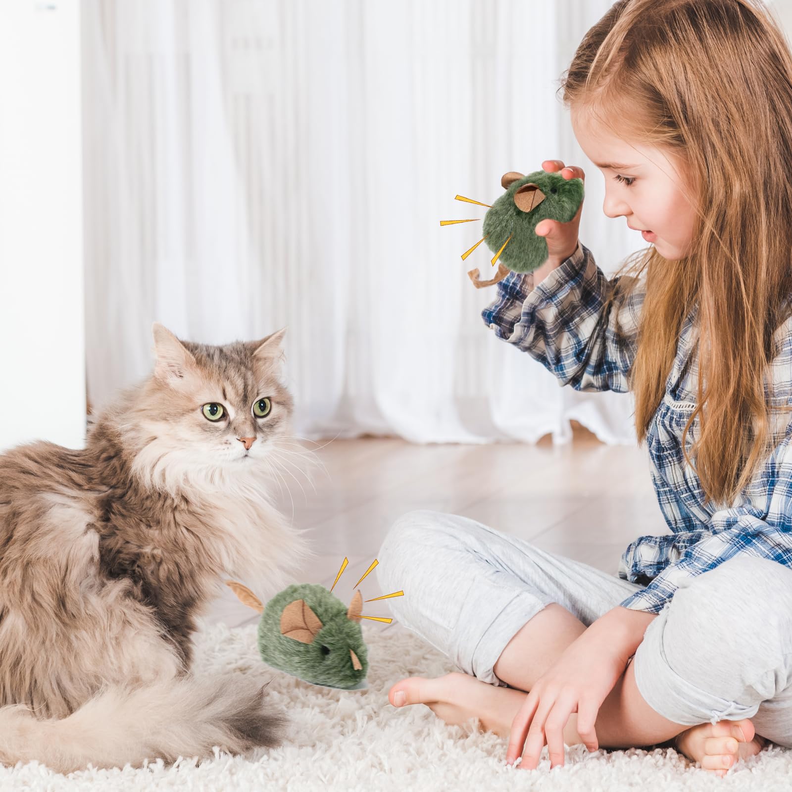 2 piezas gatos juguetes gatitos juguetes interactivos para gatos, ratón eléctrico para gatos, juguete de felpa, ratón, juguete de gatito, juguete para gatos, juguete para gatos, ratón eléctrico de