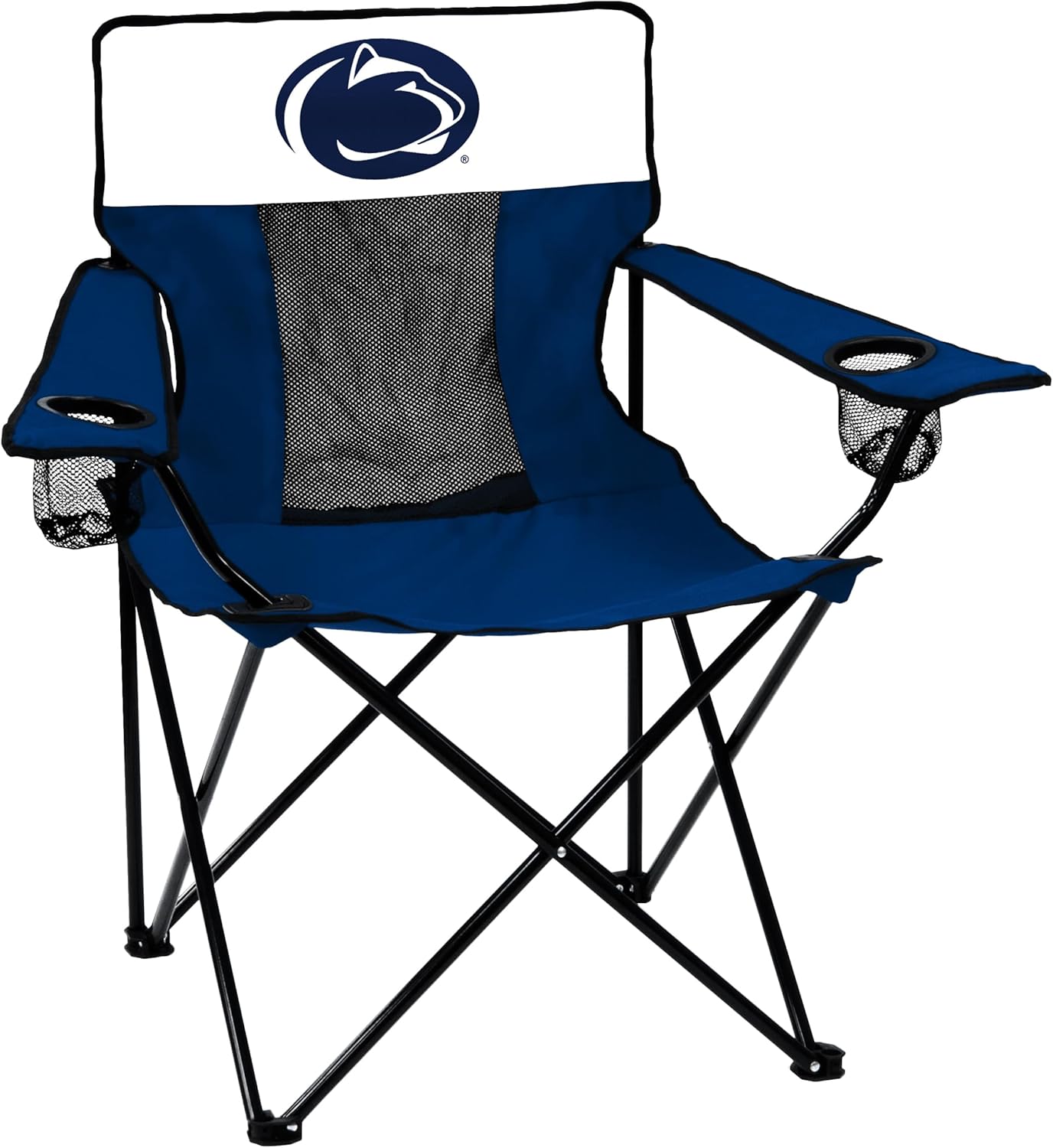 Logo Brands NCAA Penn State Nittany Lions Elite Portable Chair - Premium Outdoor Chair with Cup Holder, Powder-Coated Steel Frame, Lightweight and Portable for Tailgating,and Sporting Events