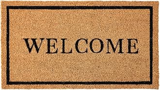 KANKUN Coco Coir Door Mat with Heavy Duty Backing, Welcome Doormat (17" x 30"), Doormat Entrance (Welcome2-1Pack)