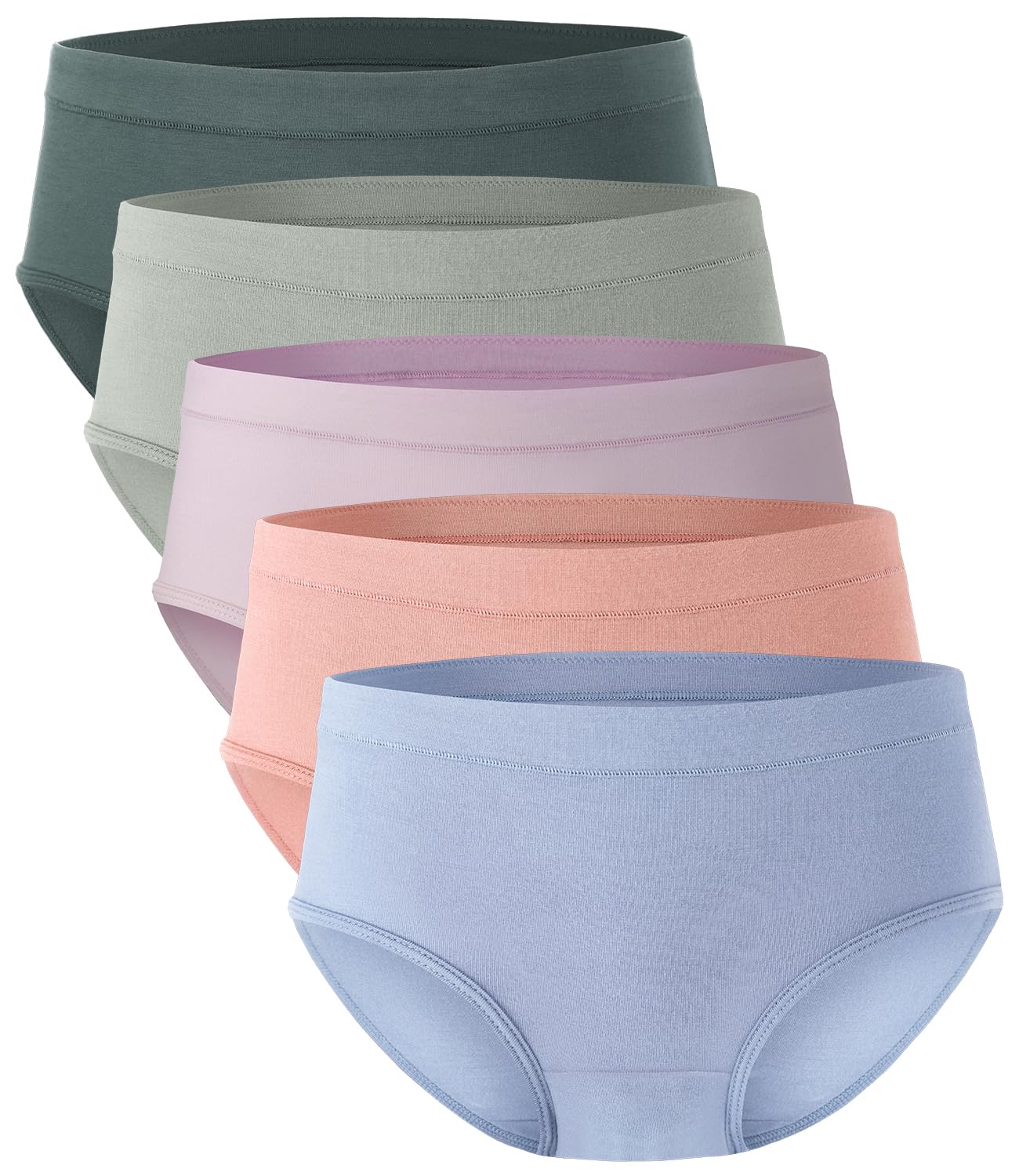 BAMBOO COOL Womens Underwear, Moisture-Wicking Briefs, Soft and Breathable Panties, Mid Waist, 5-Pack