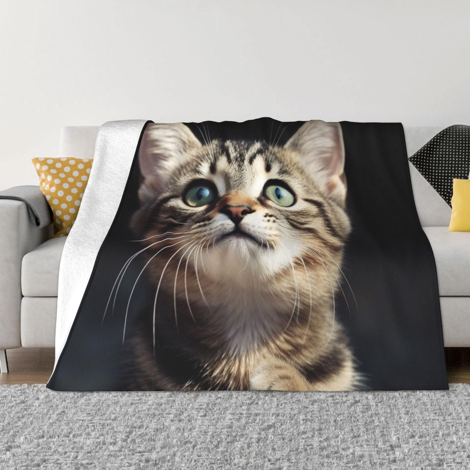 KLOPH Cat Throw Blanket 50"x40" Flannel Fluffy Warm Blanket for Couch, Reversible Plush Blankets for Bed, Comfy Fuzzy Blanket for Sofa, Plush Lightweight-Blankets for All Season