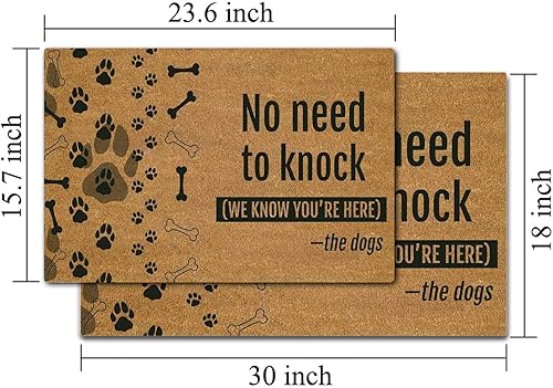 Miniatura 3 de Felpudo personalizado con diseño de huellas de perro con palabras de perro y huellas de pata de hueso, divertido tapete de bienvenida para puerta