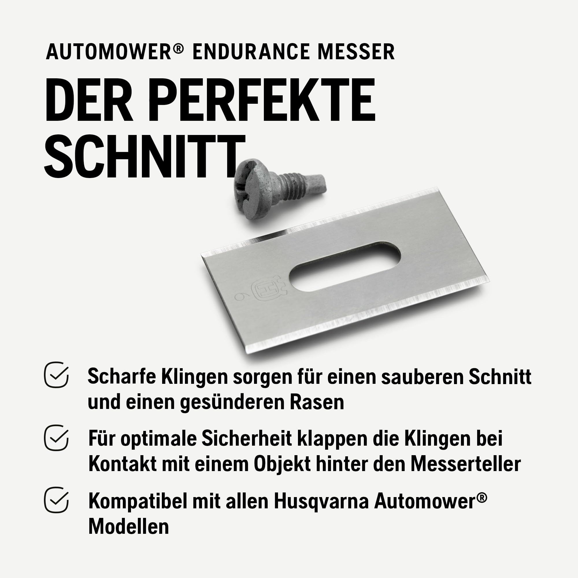 Husqvarna Automower Endurance Messer 45Stk – Premium 4-Kant Carbonstahl Ersatzmesser für Mähroboter, für langanhaltende Schärfe & Haltbarkeit sowie effiziente Rasenpflege.