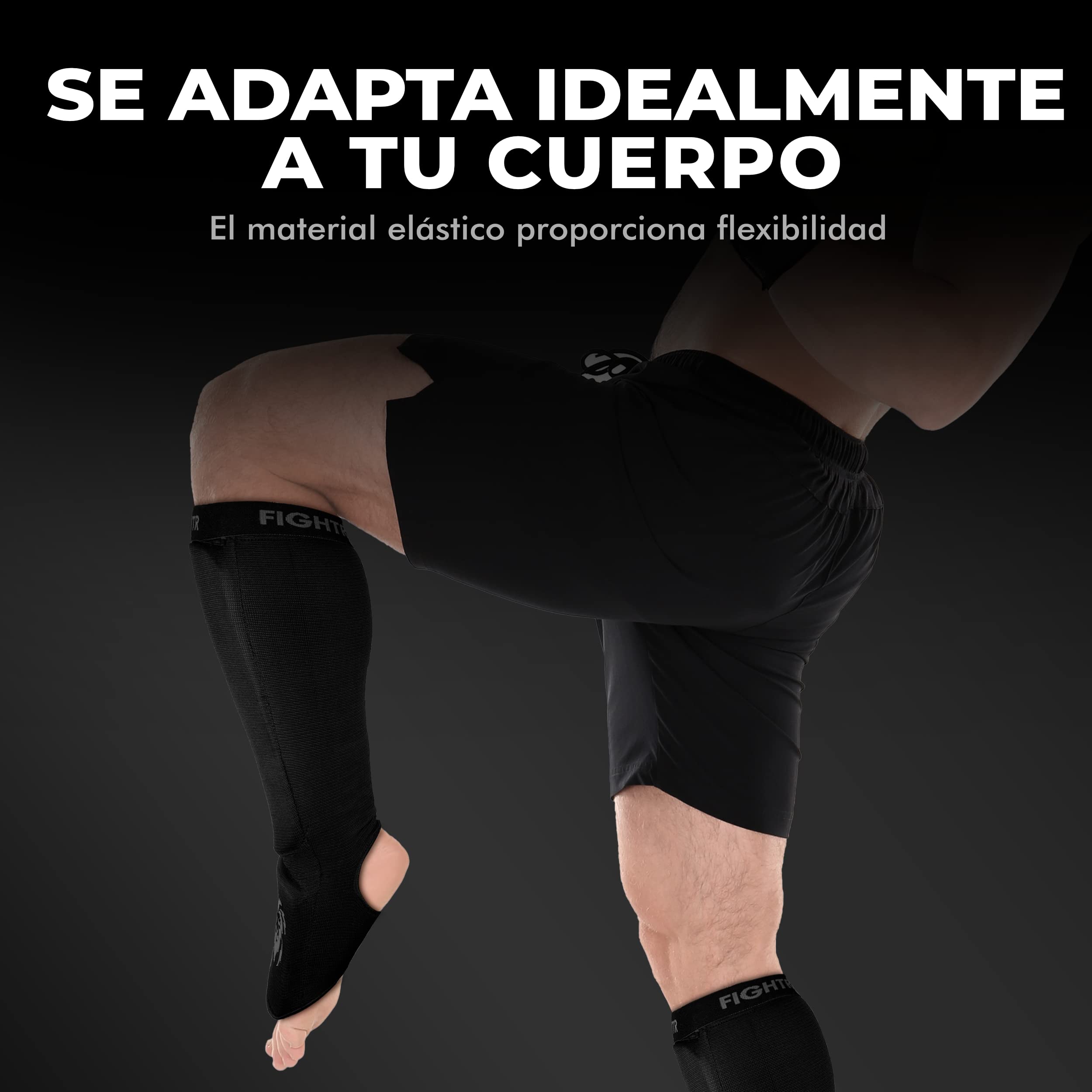 FIGHTR® Espinilleras - con Ajuste Acolchado Ideal | Espinilleras para Patadas en Kickboxing, MMA, Muay Thai y Otras Artes Marciales
