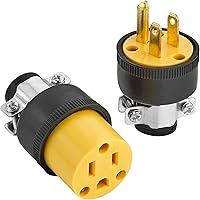 Vista 1 de Cable de extensión para reparación de cables eléctricos de 15 amperios, 125 voltios, 1 juego de conectores de repuesto macho hembra de 3 clavijas