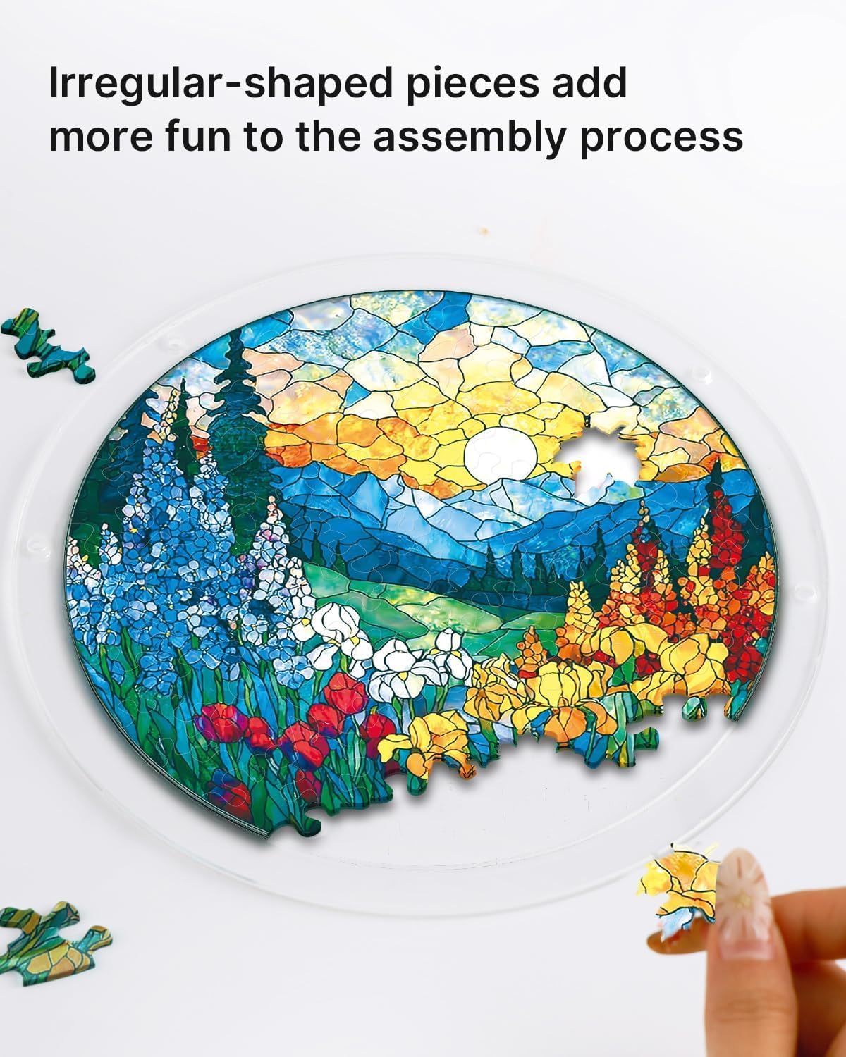 Acrylic Jigsaw Puzzle Suncatcher, Butterfly Flower Bird Scenery Acrylic Suncatcher Puzzle, Suncatcher Puzzle Kit, for Doors Garden and Window Hanging (B) - 3