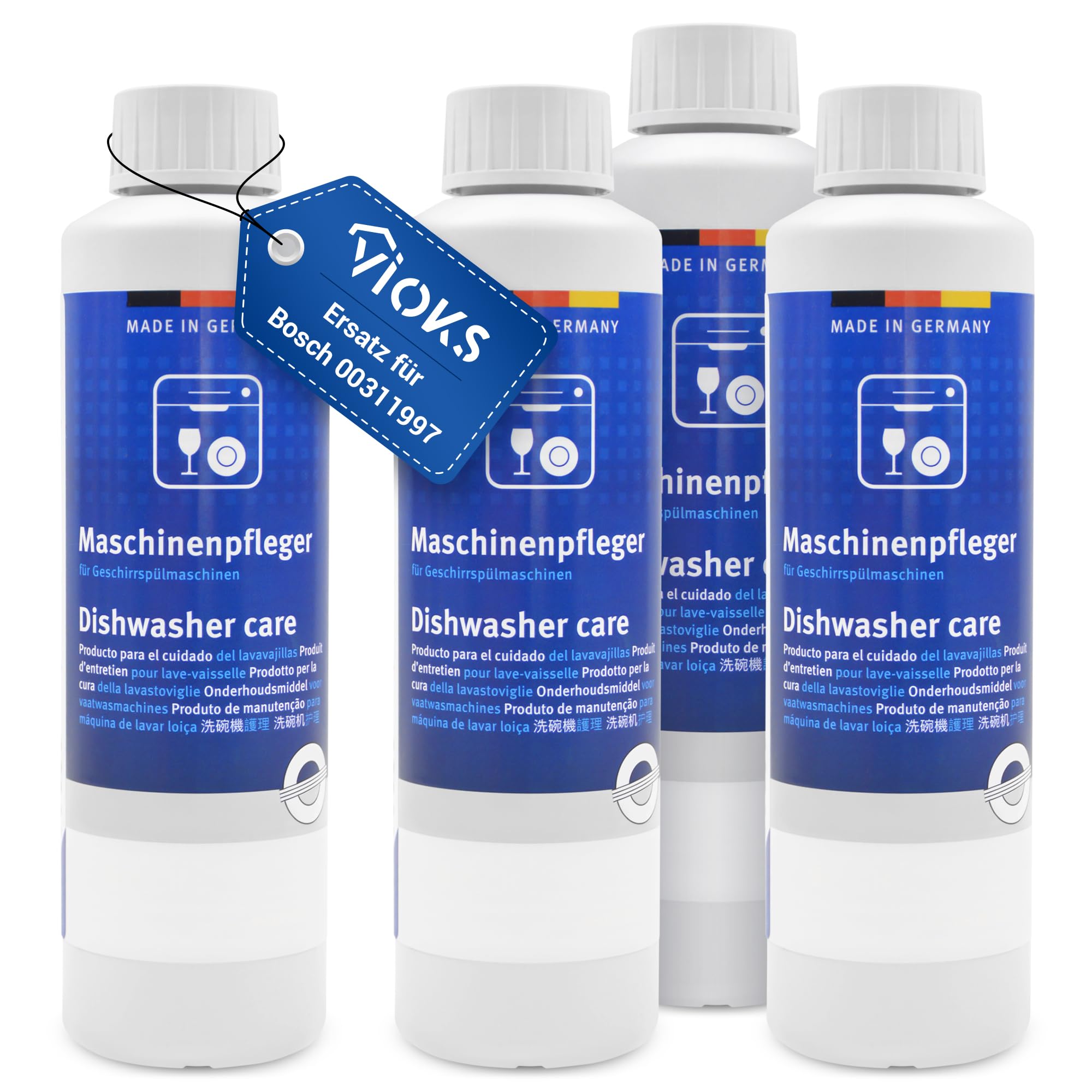 VIOKS Maschinenpfleger 4 x 250 ml Geschirrspüler Ersatz für Bosch 00311997 | für Spülmaschine Geschirrspülmaschine