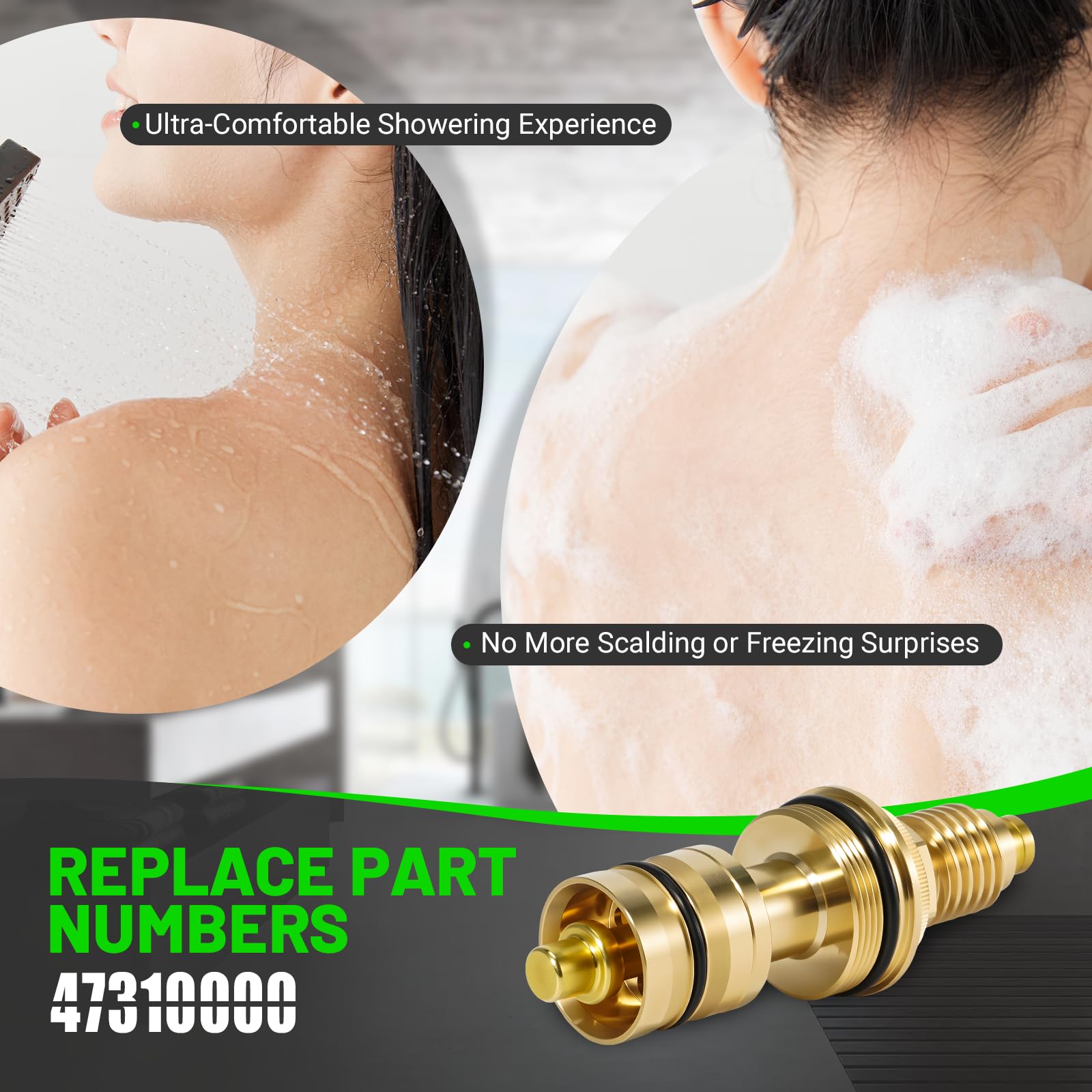 LEAPTREND 47310000 - Termoelemento cromado universal de latón de 3/4 pulgadas, apto para válvula termostática Grohe de cartucho de parafina de ducha, piezas de reparación y sistemas termostáticos