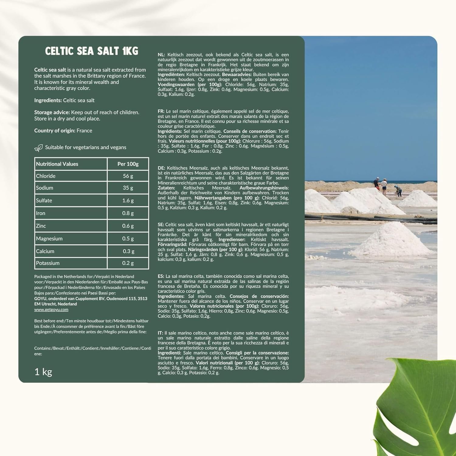 Cupplement - Celtycka Sól Morska 1KG - Gruboziarnista Celtycka Celtic Sea Salt - Gruboziarnista - Do Młynka do Soli - Nieorganiczna, Fleur de Sel, Himalajska, Organiczna lub Drobne Minerały