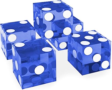 Casino Dice Set of 5 19mm Precision Craps Dice with Sharp Edges, Serialized Numbers, Balanced Weight, and Gift Packaging for Casino Games Blue