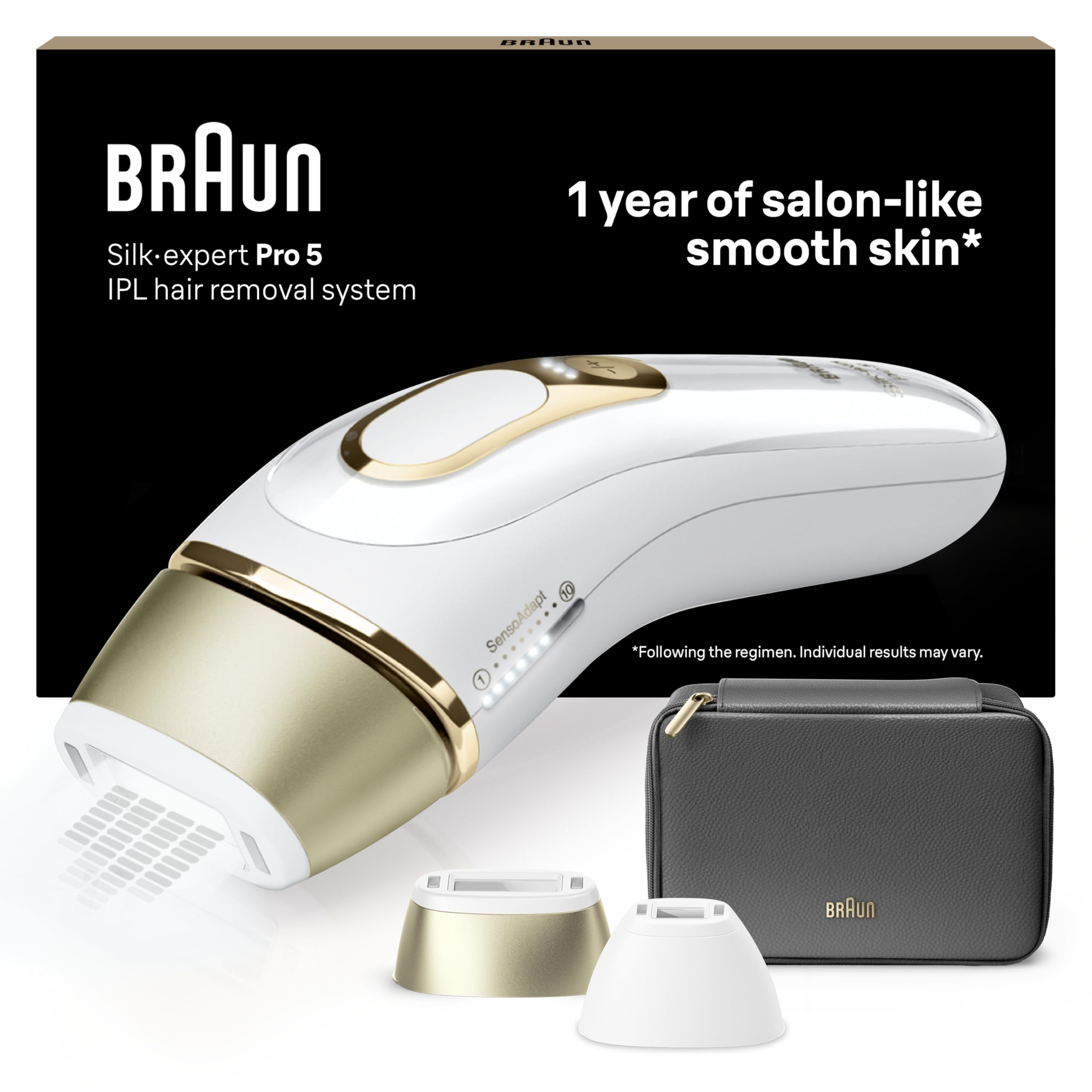 Braun Silk·expert Pro 5 Epilatore Luce Pulsata, Epilazione A Casa, Alternativa All’Epilazione Laser, Con Custodia, 2 Testine, Idea Regalo, Bianco/Oro, PL5140 Bianco/Oro PL5140