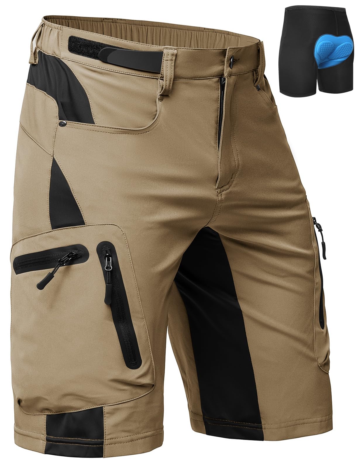 Cycorld MTB Hose Herren Radhose, Schnelltrocknend Mountainbike Hose Fahrradhose mit 4D Sitzpolster, Elastische Outdoor Sport Herren Radlerhose MTB Bike Shorts