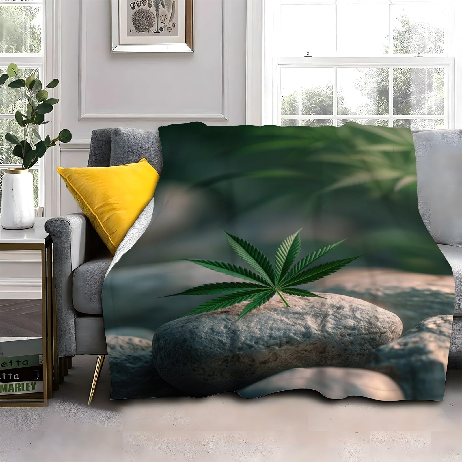 Puszysty koc z marihuany 200 x 200 cm, miękki i dwustronny koc polarowy z kamienia, idealny koc na sofę i łóżko, mg1103