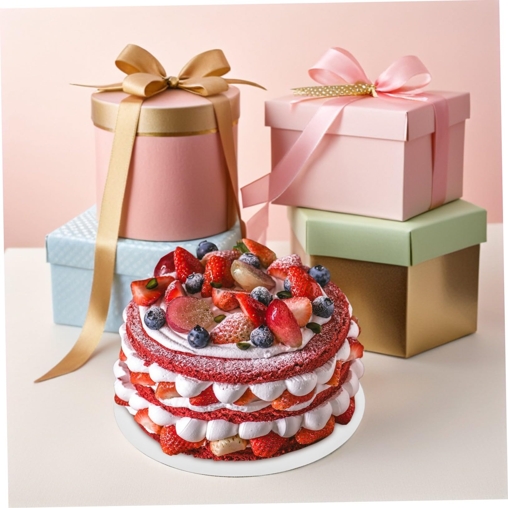 Mikinona Plateau à Gâteau Rond Blanc 25 Pièces en Papier pour Pâtisserie