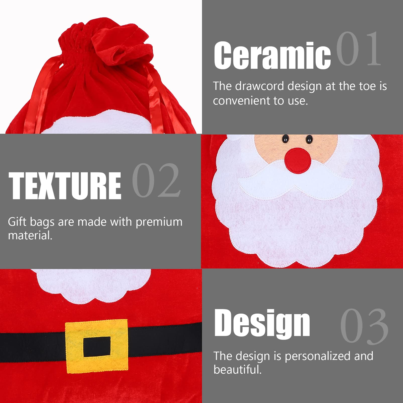 FRCOLOR 3 Piezas Bolsa de Navidad adornos Día festivo bolsa de arpillera de papá noel christmas bag bolsas navideñas bolso de lazo de Bolsa para envolver dulces Paño