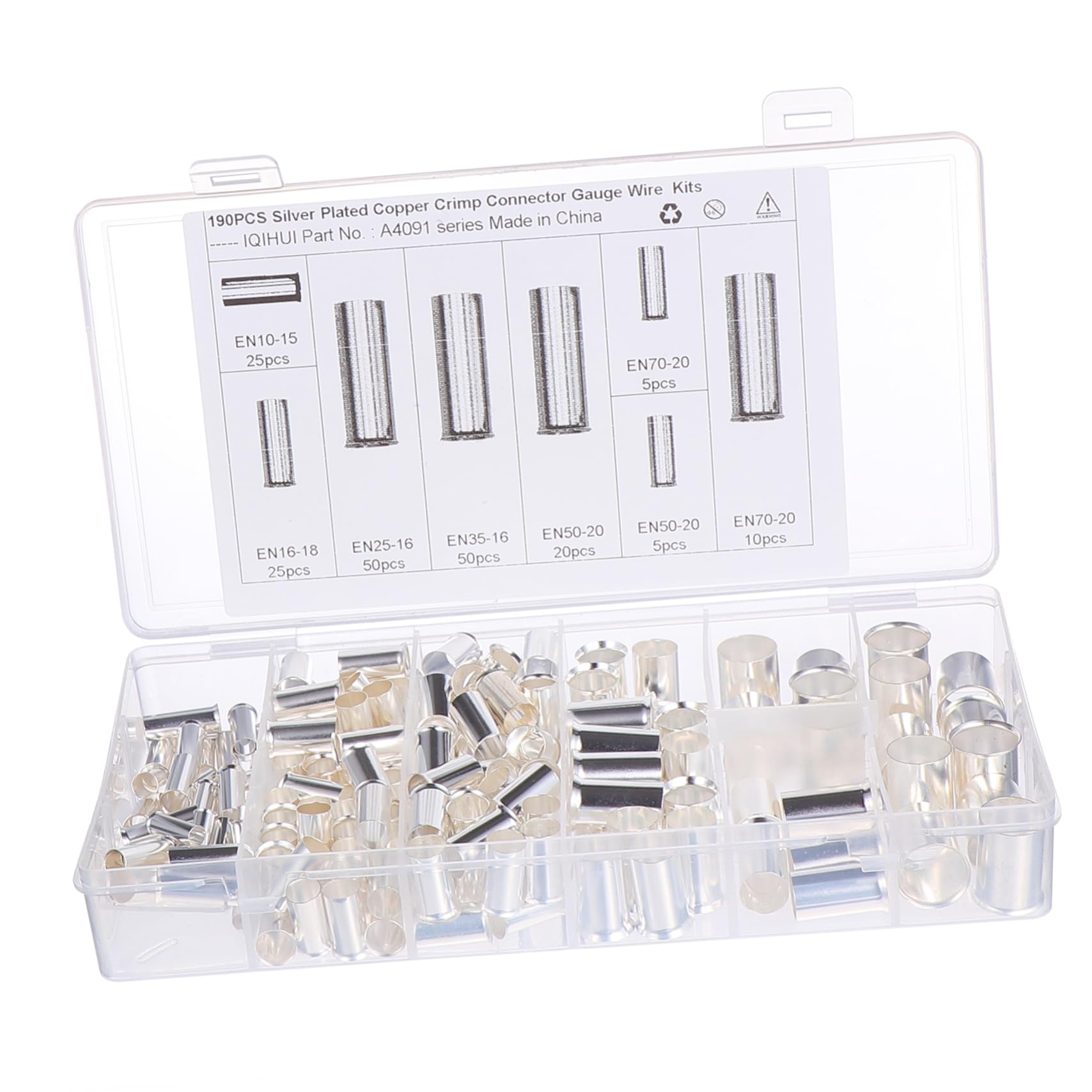 Connecteurs électriques cuivre de type ferrule : embouts anti-éraflure pour câbles, 190 pcs - 8