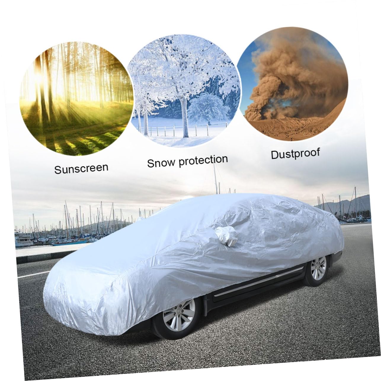 Anneome Silver Car Cover Uv and Rain All-Weather Outdoor Shield for Prevents Scratches and Keeps Interior Clean — view 5