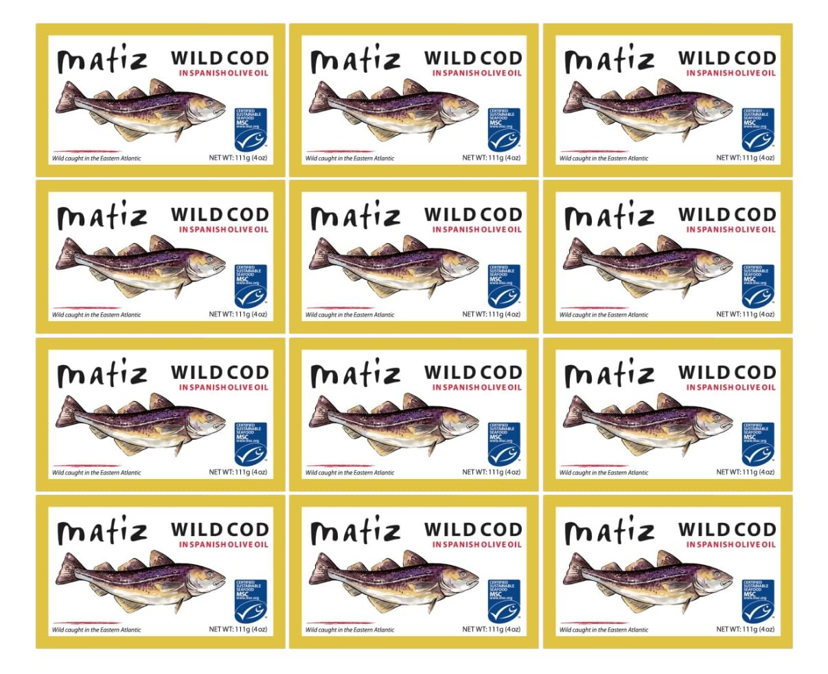 Matiz Wild Cod in Olive Oil | From Spain | 5 Pack | Natural Artisan Wild Caught Fish | Packed Fresh, Never Frozen |