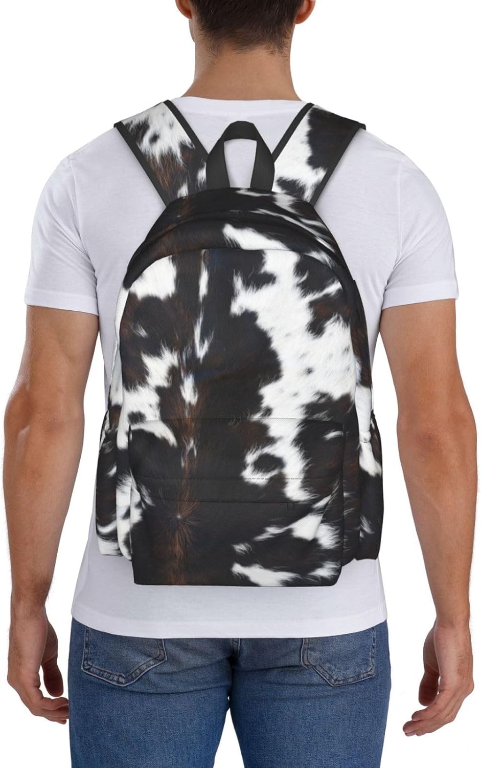 Cow Real Fur Backpack School Bag Lightweight Bookbag Laptop Travel Daypack For Kids Girls Boys Teens - Image 5