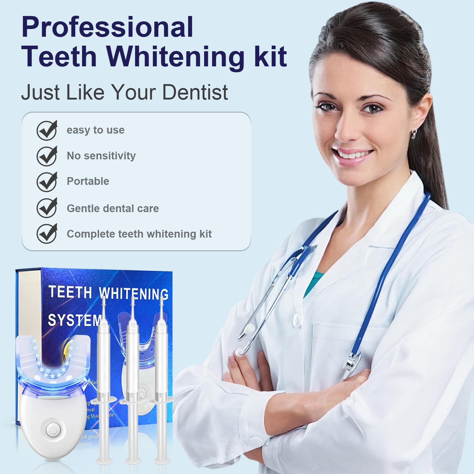 Kit Sbiancante Denti Professionale, Lampada Dentale Whitening, Gel Sbiancamento Denti, Cura dei denti, Rapido sbiancamento dei denti, Efficace Rimozione Delle Macchie