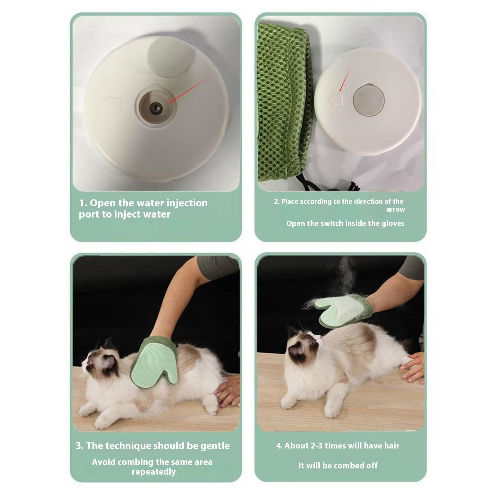 Guanto per animali domestici con funzione spray riduce l'elettricità statica massaggio morbido strumento sicuro per la rimozione dei peli dei gatti spazzola per animali domestici