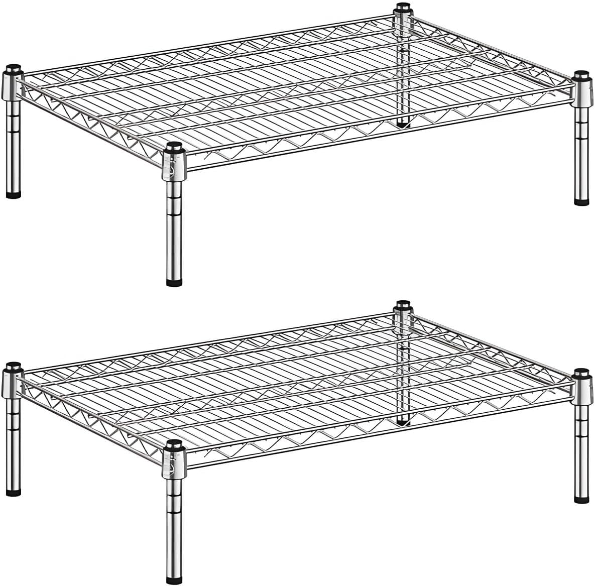 2 Pack 21" x 30" x 8" Chrome Wire Dunnage Rack – Heavy Duty Storage Shelf for Commercial Use, NSF