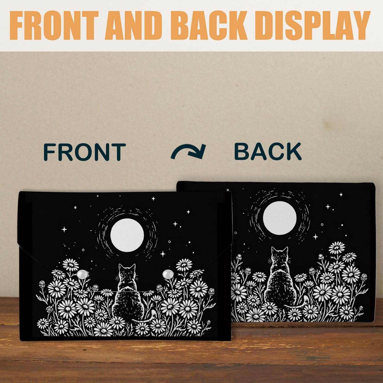 Floral Black Cat Leather Mahjong Card Bag Holder Pouch image 4