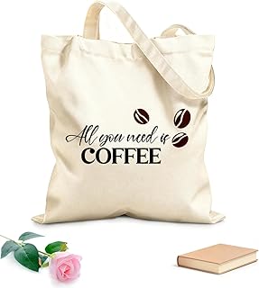 XIARON Bolsa de lona Diseño creativo de póster de café con frase tipográfica Tela de 340g/m² de grosor Combina con la ropa...