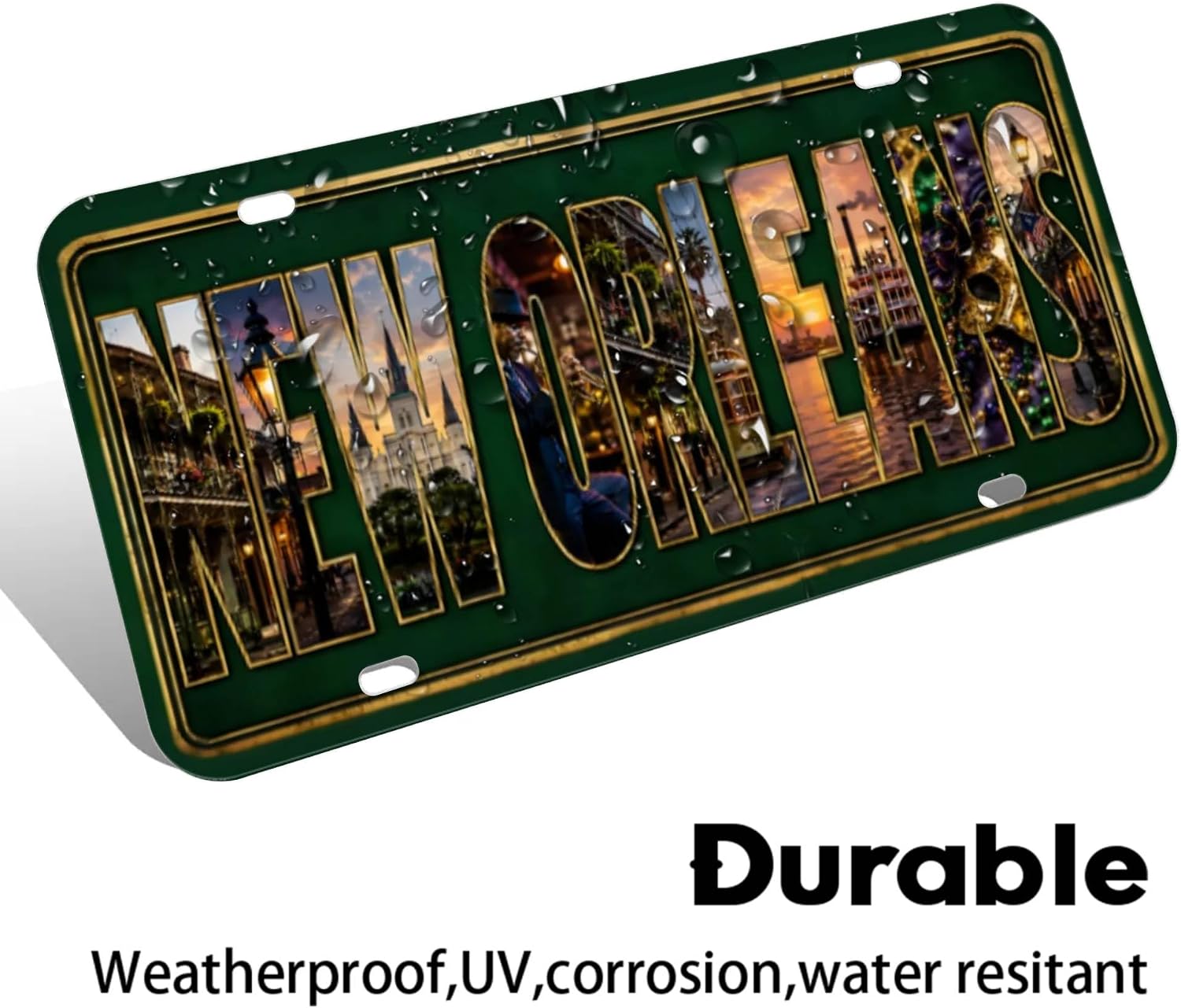 New Orleans Metal License Plate Sign 12 x 6 Inch, Vintage Jazz Mardi Gras Wall Decor, French Quarter Tin Sign for Bar Garage Man Cave image 2