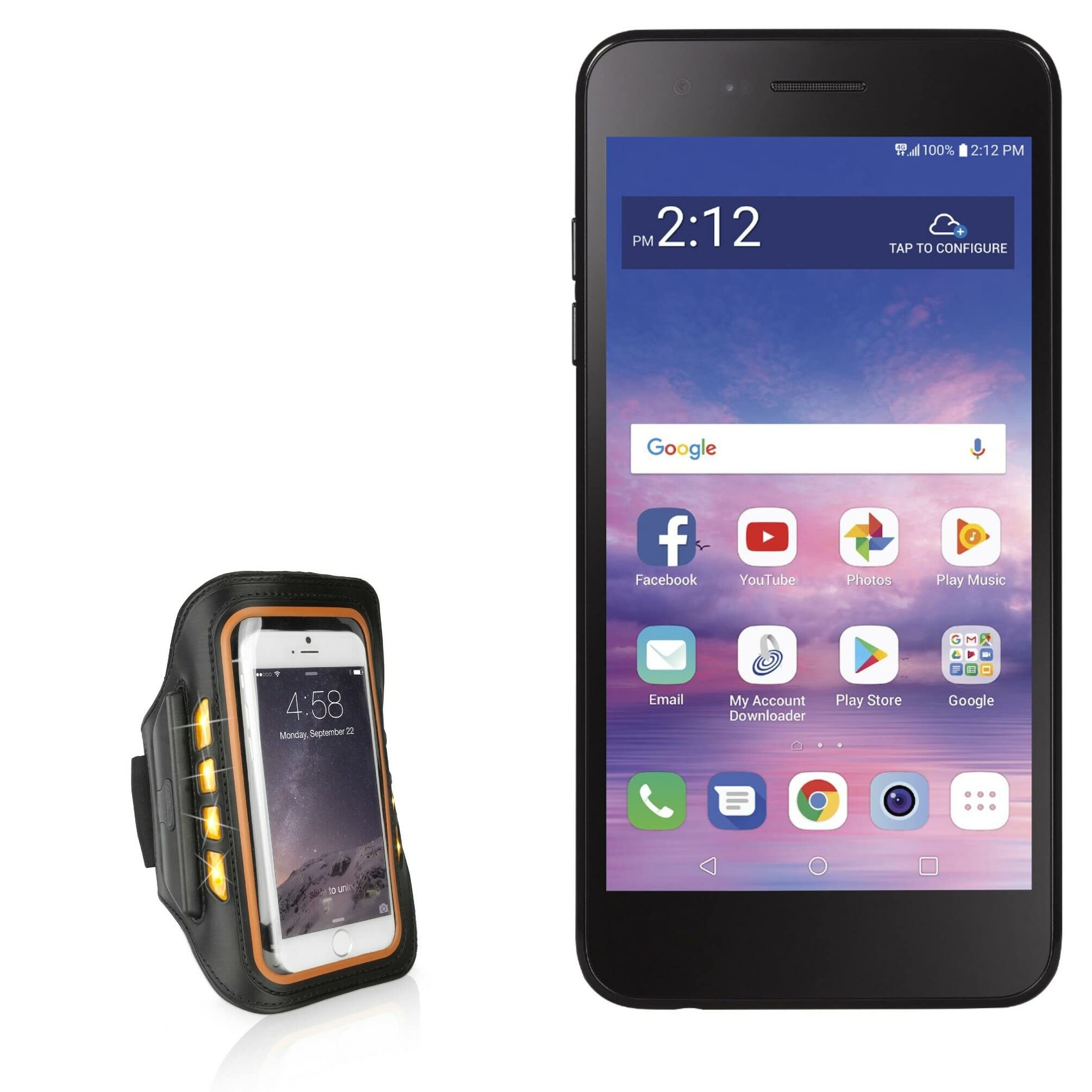 BoxWave Case for LG Rebel 4 (Case JogBrite Sports Armband, High Visibility Safety Light LED Runners Armband for LG Rebel 4 - Bold Orange