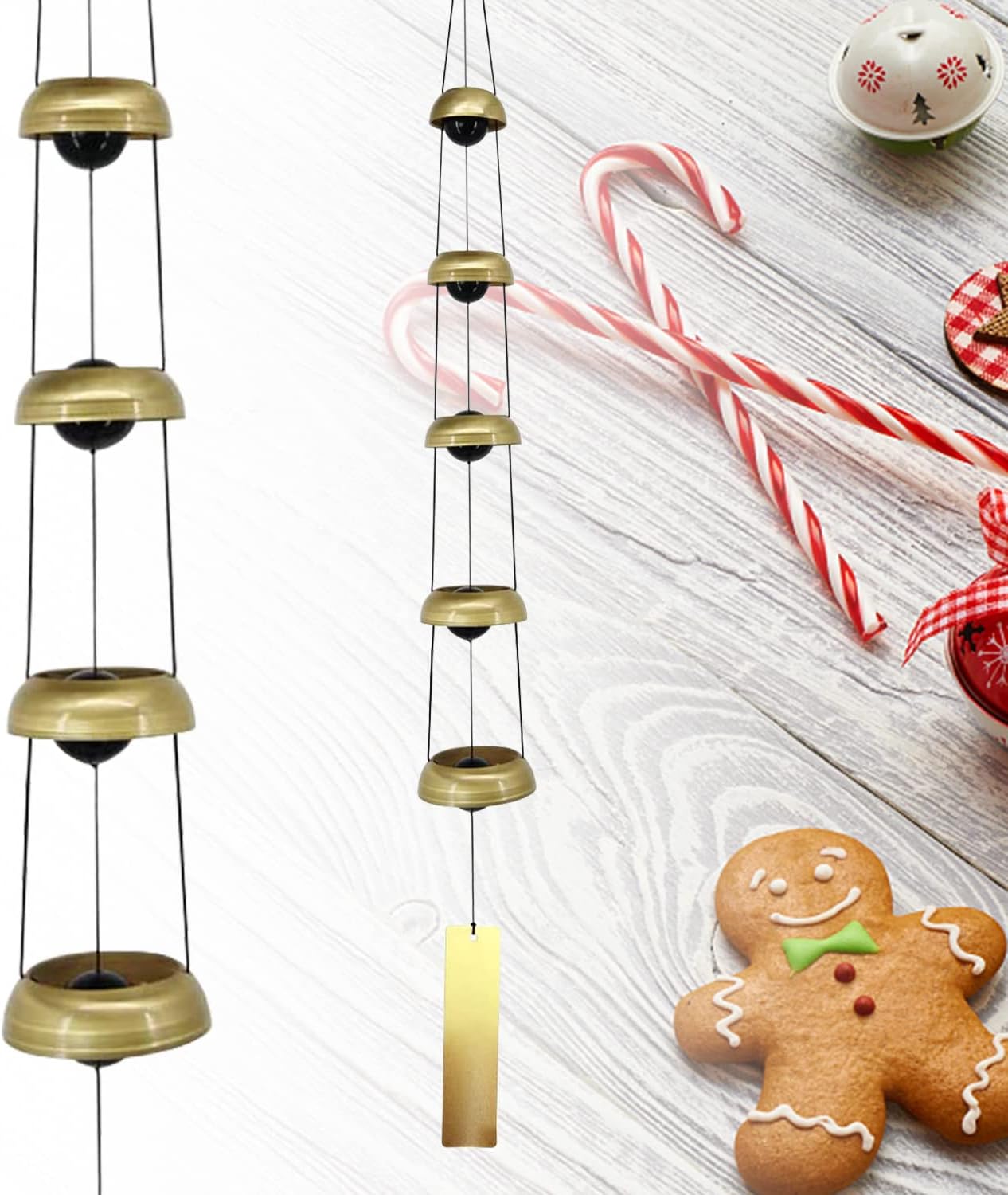 Copper Wind Chimes, Temple Wind Chime with 5 Bells, Feng Shui Wind Chimes for Home Yard Outdoor Decoration, A Great Memorial Wind Chime for Someone who Loves Peace