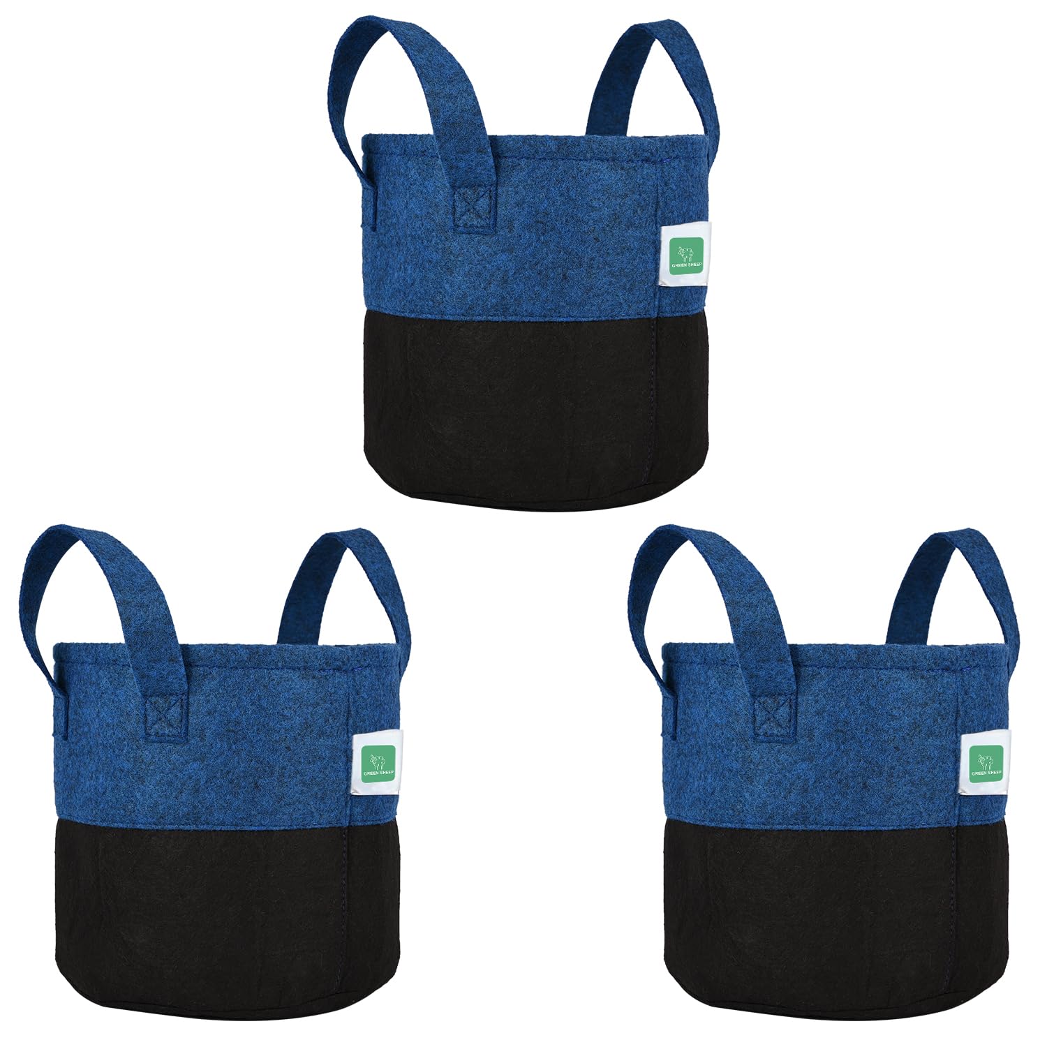 GREENSHEEP Geo Fabric Grow Bags UV Treated Gardening Cotton Pots Terrace Indoor Outdoor Home Balcony Nursery Leafy Vegetable Fruits and Flower (15 x 15, Pack of 3)