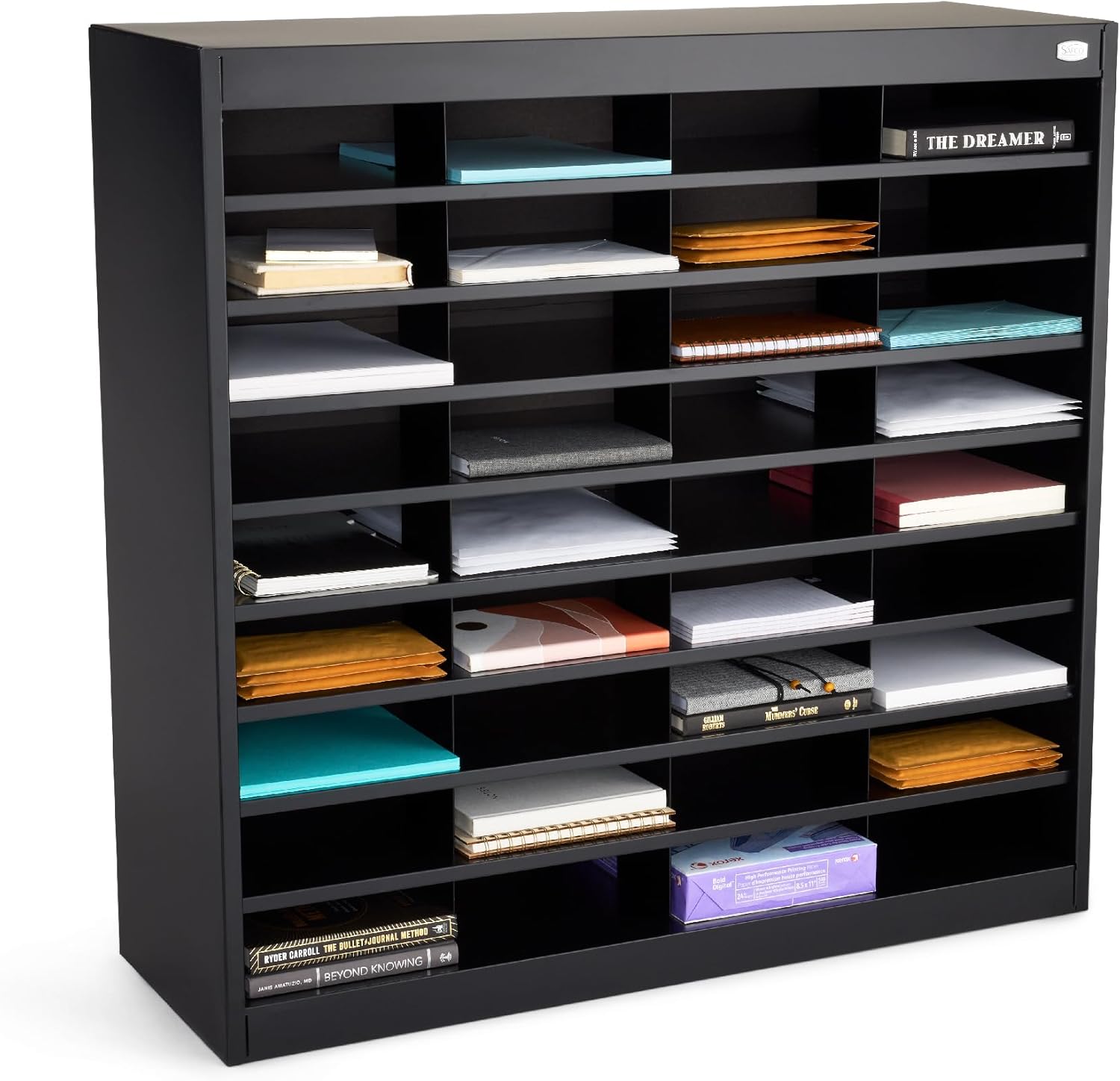 Safco E-Z Stor Literature Organizer, 36 Compartments, Office and Classroom Commercial Grade Steel Mailbox Mail Sorter, Heavy Duty Construction, Black