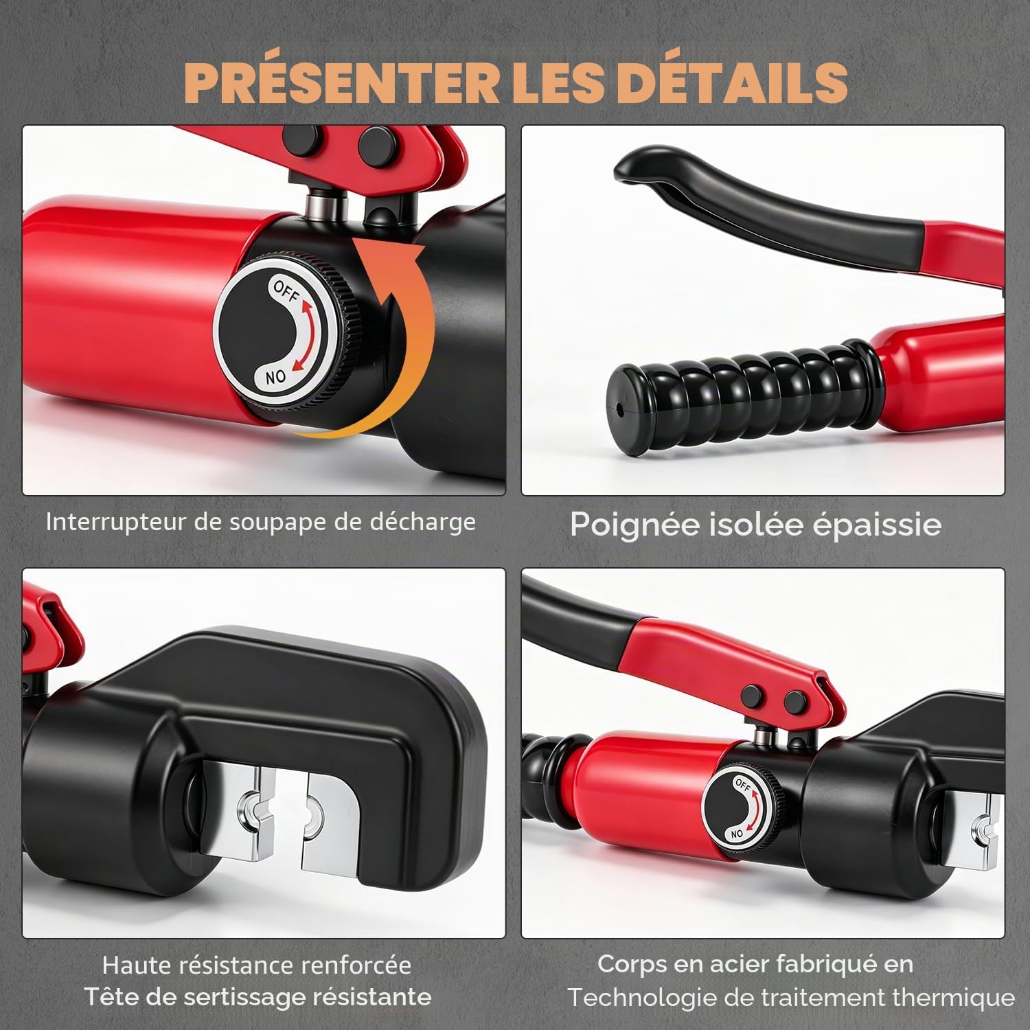 CGOLDENWALL Pince à Sertir Hydraulique YQK-70 8T Sertisseuse 9 Matrices 4-70 mm² Cuivre Aluminium