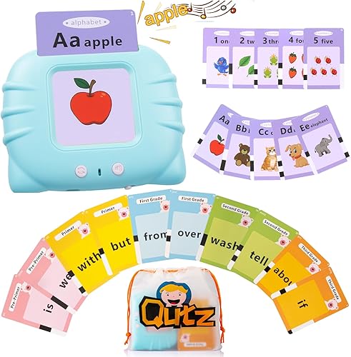 QuTZ Tarjetas flash parlantes, aprendizaje ABC para niños pequeños de 2 a 4 años, juguetes para autismo, juguetes de terapia del habla, tarjetas
