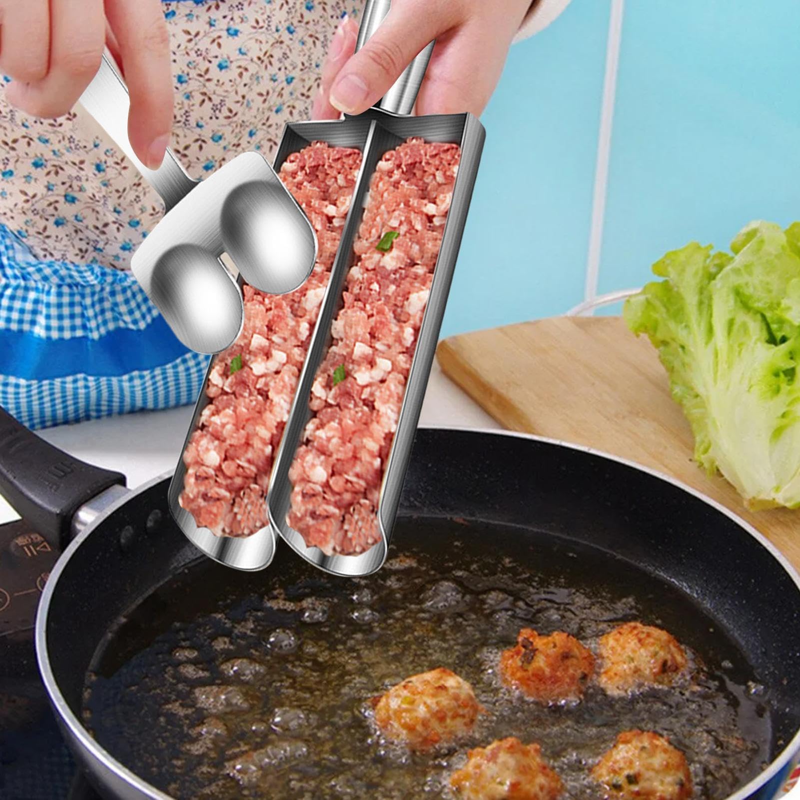 Stampino Per Polpette In Acciaio Inox - 6 O 12 Fori Antiaderente, Compatto E Facile Da Pulire - Foto 4