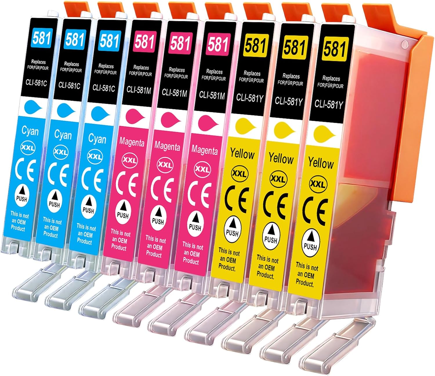 Yowell 581 XXL CLI-581XXL Printer Cartridges Compatible with Canon 581 XXL Cartridges for Canon TR8550 Printer Cartridges for TS6350a TS705a TR7550 TR8500 TS6150 TS6250 TS6300 TS8150 3 Cyan 3 Magenta 3 Yellow