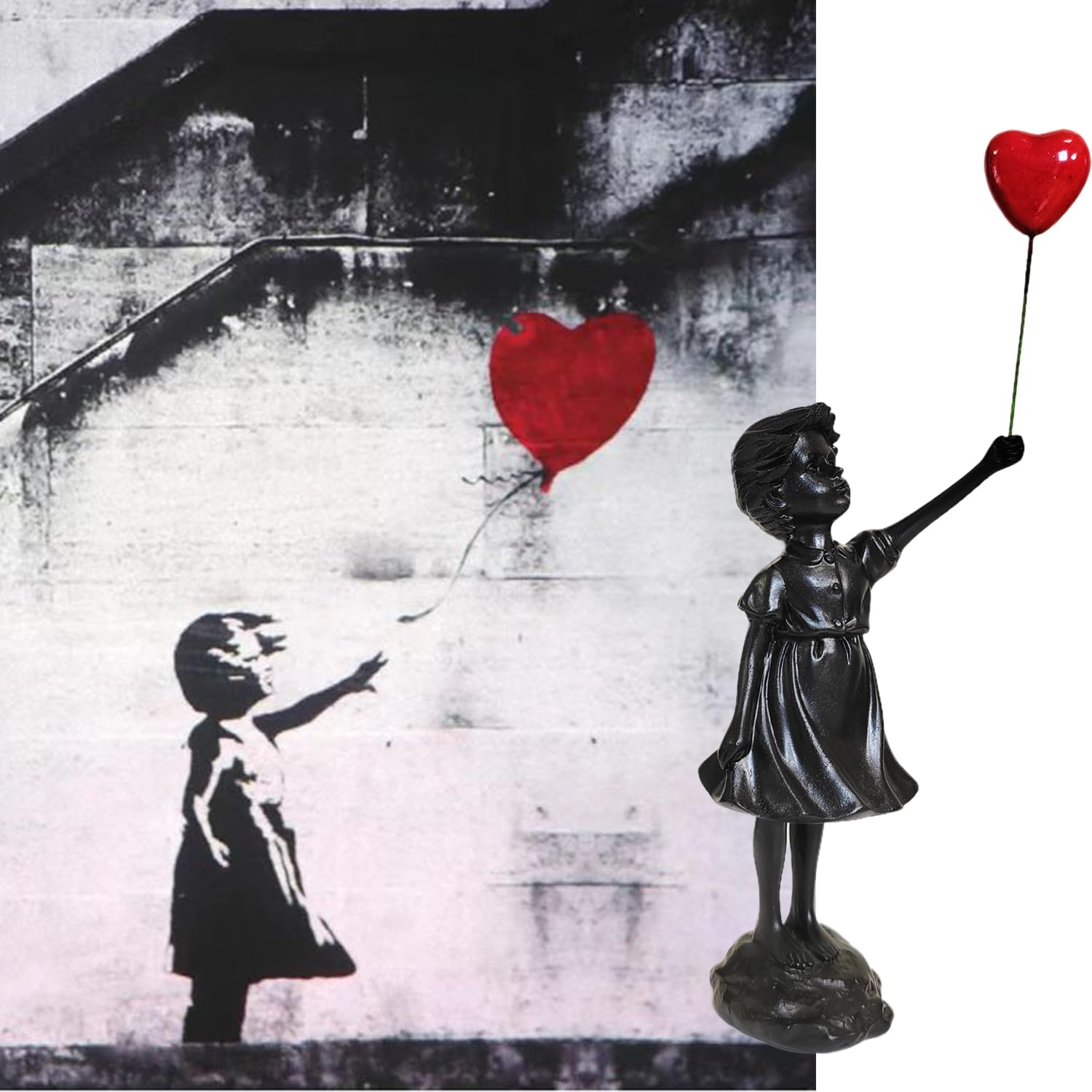 PIGPIGFLY Banksy Figure Sculpture,Decorative Figures,Decoration Living Room,Abstract Sculpture,Home Store Decoration,Modern Living Room Ornaments(Black) - Image 3