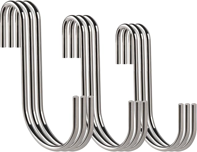 ilauke 24 Pack Heavy Duty S Hooks Silver S Shaped Hooks Hanging Hangers Hooks for Kitchen Bedroom and Office