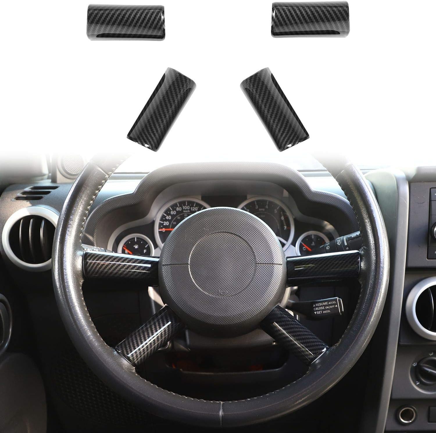 JeCar Carbon Fiber Interior Trim Accessories for 2007-2010 Jeep Wrangler JK JKU 2 Door & 4 Door